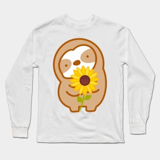 Cute Sunflower Sloth Long Sleeve T-Shirt